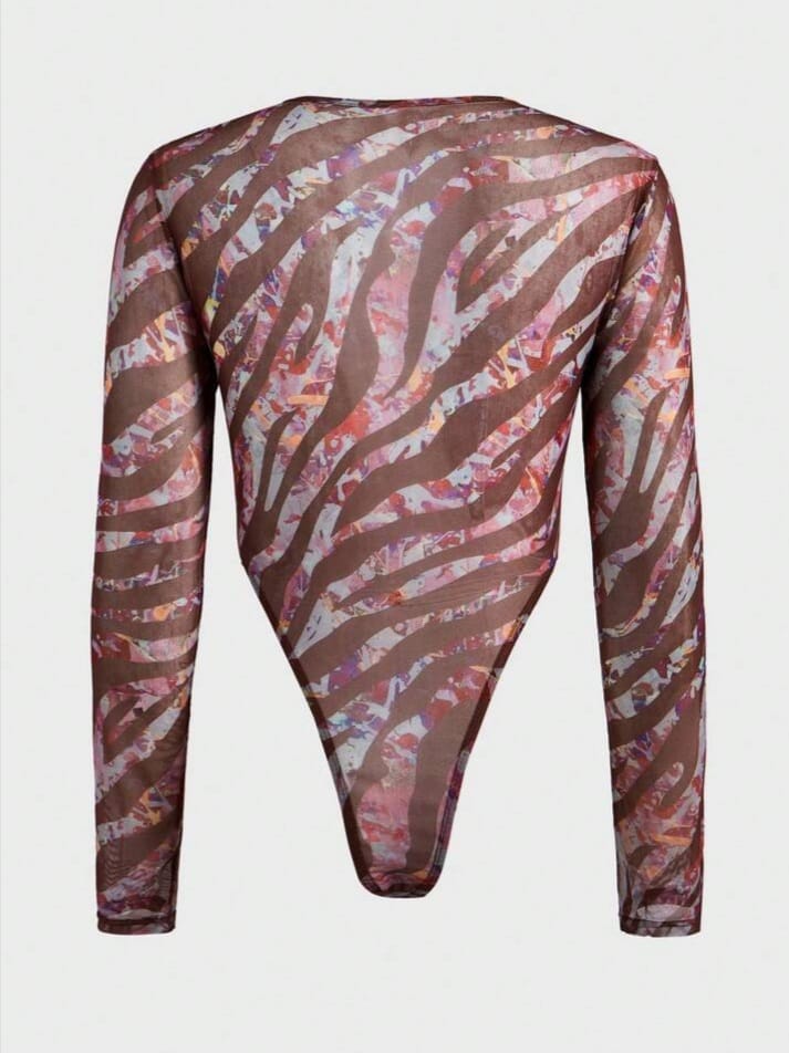 FASHION-CITY Men's Printed Long Sleeve Crew Neck Comfortable Elastic Bodysuit